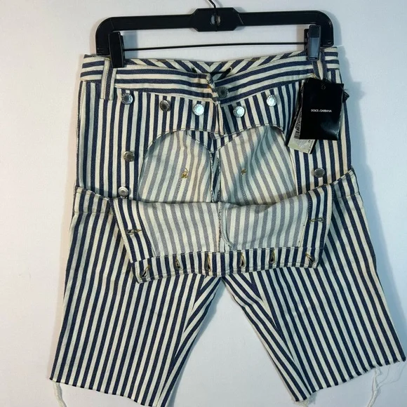 Dolce & Gabbana Navy and White Striped Shorts